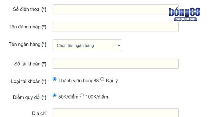 Hoàn tất thông tin dựa theo form của trang web