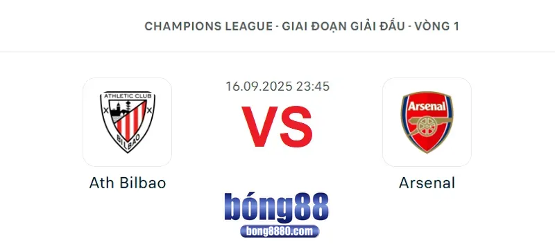 Nhận định Ath Bilbao vs Arsenal 17/9 Vòng 1 Champions League