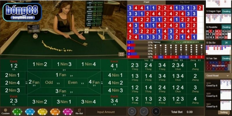 Có nhiều cửa cược cơ bản khi tham gia ván bài Fantan