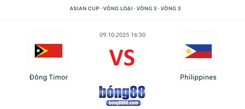 Đông Timor vs Philippines 16h30 ngày 09/10/2025